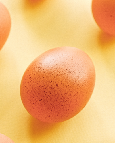 Brown eggs on a yellow background v3